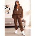 thumbnail image 4 of Women'S 2 Piece Outfits Casual Lapel Zip Sweatshirts and Wide Leg Pants Tracksuit Sets Brown XL, 4 of 9