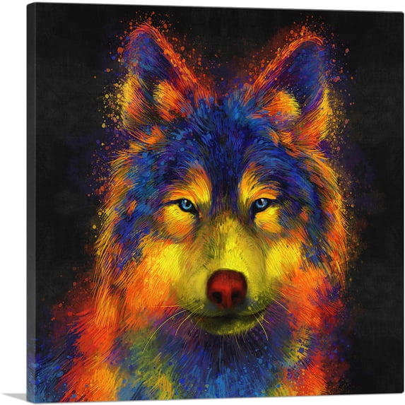 ARTCANVAS Wolf Gray Grey Canine Animal Canvas Art Print - Size: 26" x 26" (0.75" Deep)