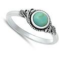 thumbnail image 4 of CHOOSE YOUR COLOR Bali Flower Simulated Turquoise Ring .925 Sterling Silver Band Blue CZ Female Size 7, 4 of 4