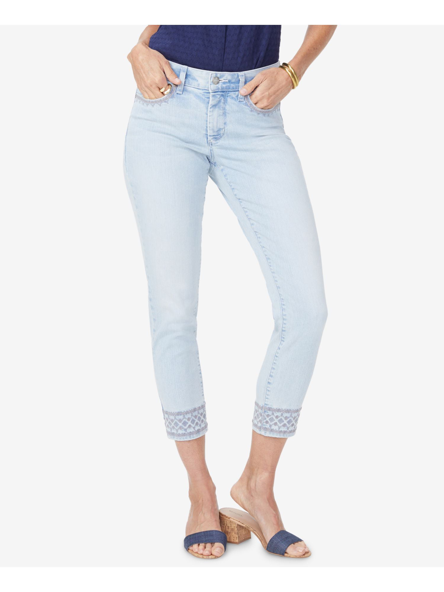 NYDJ - NYDJ Womens Light Blue Embroidered Ankle Jeans Size 16 - Walmart ...