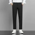 thumbnail image 3 of Pantalones azules para hombre, trajes de sastrería social de negocios para hombre, pantalones rectos, ropa de trabajo, estilo vintage, verano 2024, alta calidad, elegante, 3 of 5