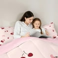 thumbnail image 4 of Castle Fairy Kawaii Cherry Bow 7-Piece Bedding Comforter Set for Girls Women Teens,Dreamy Princess King Bedding Sets,Cute Bowknot Ultra Soft Bed Sheets,Ultra Soft Home Decor, 4 of 8