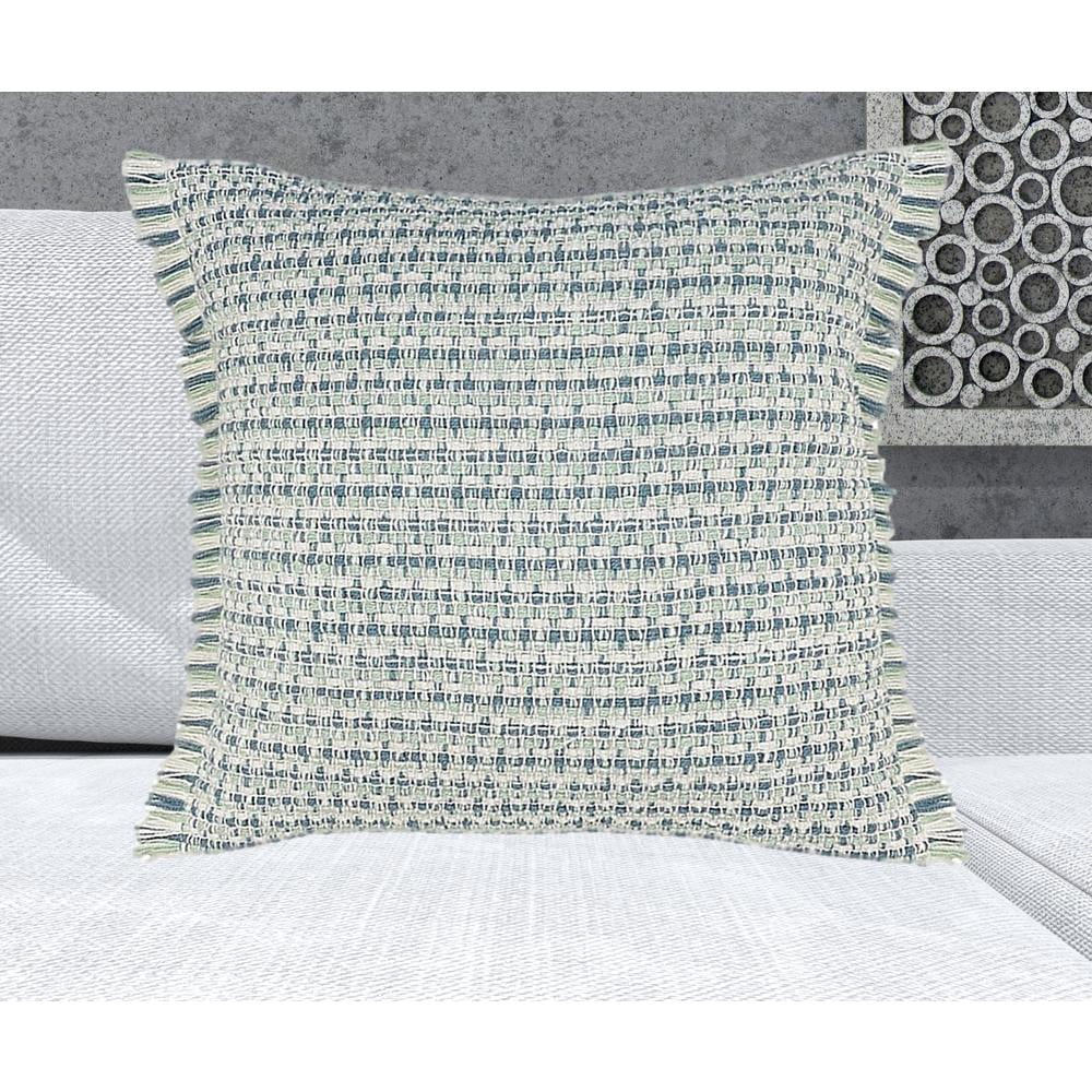 24" X 24" Blue Zippered Coastal Indoor Outdoor Throw Pillow