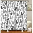 thumbnail image 3 of Sonernt Cat Shower Curtain for Bathroom Cute Shower Curtain with 12 Hooks Kitten Animal Decorative Black and White Fabric Bath Curtain Gift for Cat Lovers Kids and Girls Machine Washable 72x72 inch, 3 of 6