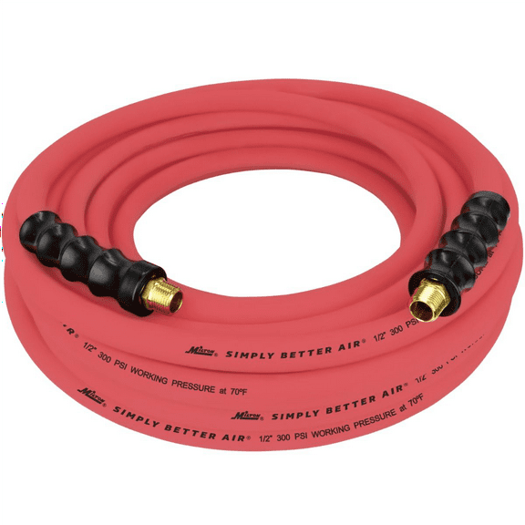 Milton Industries 1/2" x 50' Ultra Lightweight Rubber Hose (w/ 3/8" NPT ends)