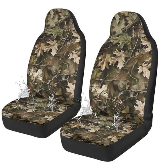 Uorisanigo Camouflage Oak Car Seat Covers Full Set of 2 Automobile Front Seat Covers Vehicle Accessories Carseat Seat Covers Cushion Pad Mat for SUV Trucks Chairs Vans Auto