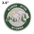 thumbnail image 2 of Wander Often! Wyoming 3.5 Inch Iron Or Sew On Embroidered Fabric Badge Patch Seek Adventure, National Park Iconic Series, 2 of 2