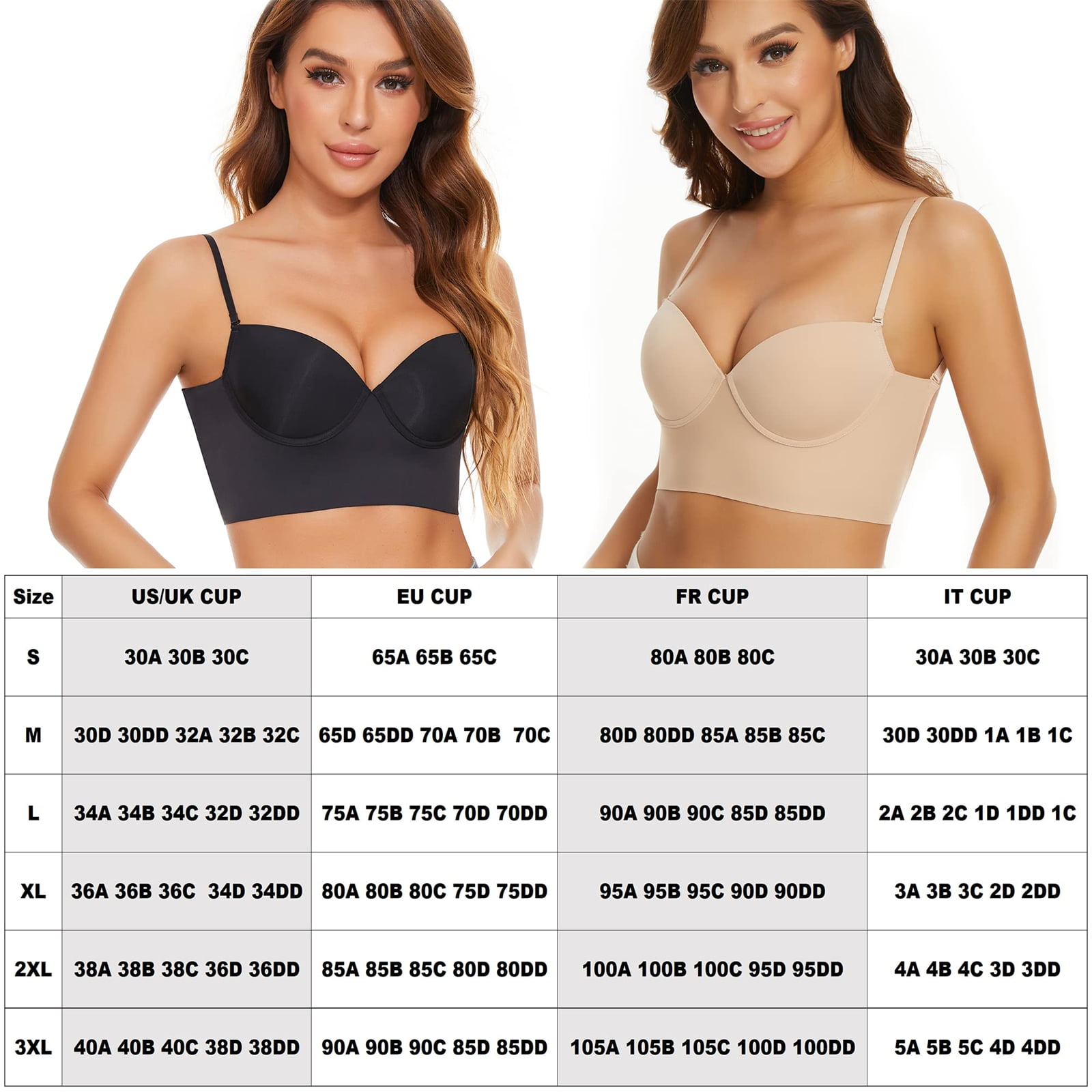 Bras with low back for women-seamless, U-shaped brackets, invisible  back-free bras, multi-way changeable carriers, Neckholder bras