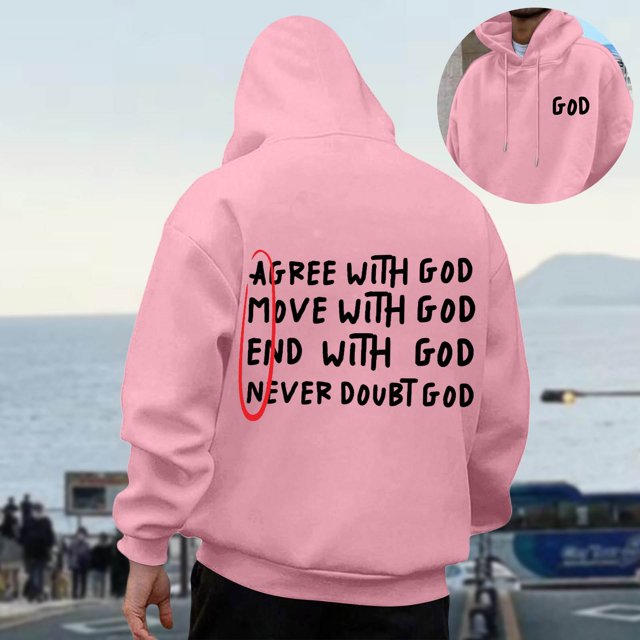 MHFRRA Sudadera Informal con Capucha para Hombre, de Manga Larga, con Diseño Estampado para Uso Diario, Cómoda Sudadera con Capucha para Otoño E Invierno Rosa