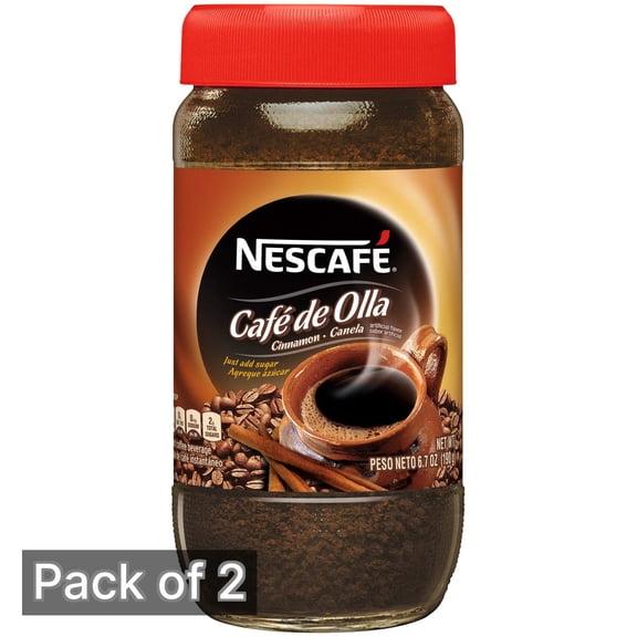Nescafé Cafe de Olla Instant Coffee, Dark Roast Cinnamon 6.7 oz (Pack of 2)
