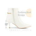thumbnail image 6 of BLISSFUL STEP Women's Ankle Boots Kitten Heel Pointed Toe Zipper Chain Decor Booties Cream 8.5, 6 of 7