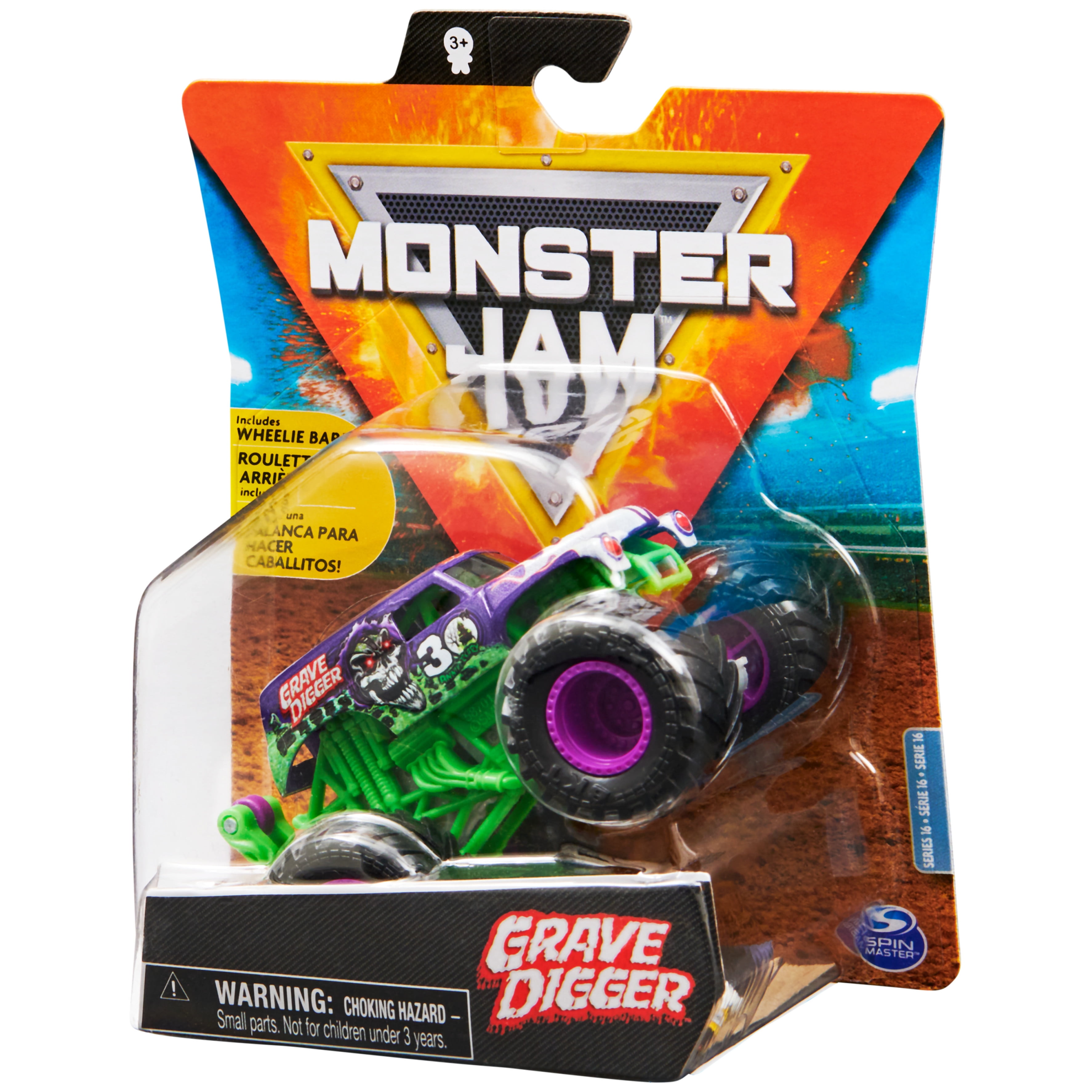 Monster Jam, Official Grave Digger Monster Truck, Die-Cast Vehicle, Arena Favorites Series, 1:64 Scale