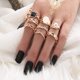 thumbnail image 4 of 9 Uds Bohe anillos geométricos Set serpiente strass nudillo anillo mujer joyería Tmvgtek Para estrenar, 4 of 9