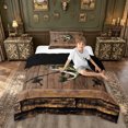 thumbnail image 2 of meiyoeat Wooden Fishing Bass Twin Comforter Sets for Men Boys, Brown Vintage Lodge Cabin Bedding Set, Black Reversible, 2-Piece, 1 Comforter and 1 Pillowcase, 2 of 6