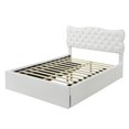 thumbnail image 6 of Queen Size Bed Frame with 4 Storage Drawers,Leather Upholstered Platform Heavy Duty Bed,Wood Slat Support,White, 6 of 7