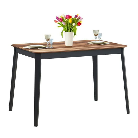 BOBOKY Mid Century Modern Dining Table Rectangular with Solid Wood Legs in Walnut for Kitchen Breakfast Room 6-Seater.