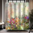 thumbnail image 5 of Floral Shower Curtain, Spring Flower Shower Curtain for Bathroom, Colorful Plants Romantic Butterfly Garden Shower Curtain Set Home Decor with 12 Hooks, 72x72 inches, 5 of 6
