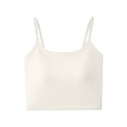 thumbnail image 7 of Xijirk Women Square Neck Thin Strap Camisole Integrated Chest Pad Short Cut Length for Outdoor Group Activities Friend Social Moments Daily Casual Outfits,White,L, 7 of 7