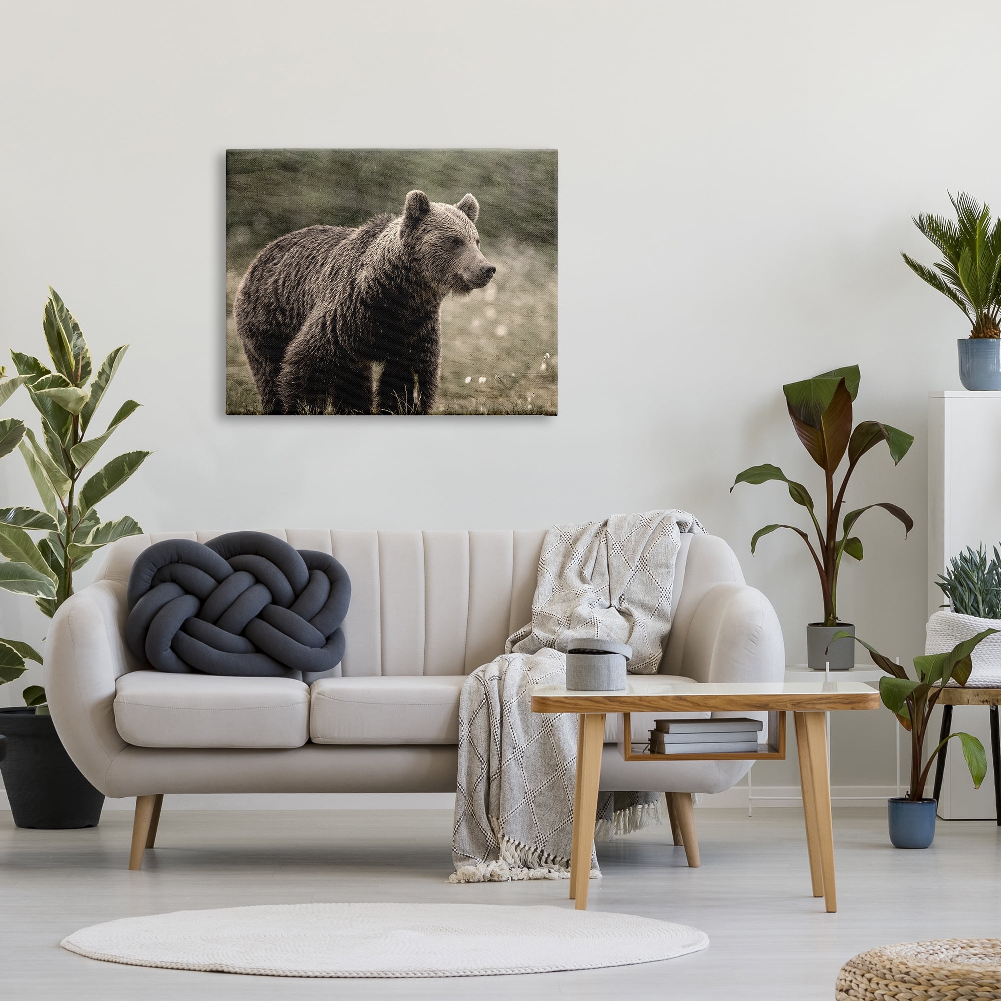 Stupell Industries Brown Bear Wildlife Animals & Insects Painting Gallery Wrapped Canvas Art Print Wall Art, 40 x 30