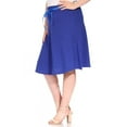 thumbnail image 3 of Women's Plus Size Casual High Waist Bow Tie Belted A Line Midi Knee Length Skirts, 3 of 6