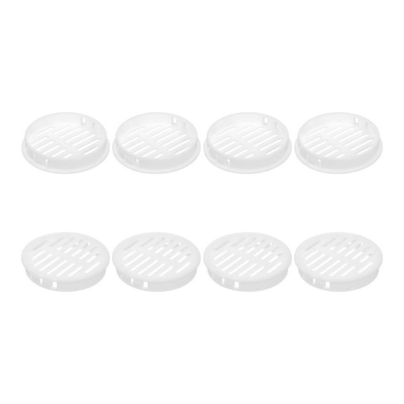 8Pcs 60mm/2.36" Circular Soffit Air Vents, Plastic Soffit Vent Cover, Round Mesh Hole Louver for Bathroom Kitchen Cabinet Wardrobe, White
