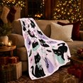 thumbnail image 3 of Black Cat Portrait Bright Feline Artwork Playful Graphic Style Cat Lovers Whimsical Feline Motif Warm Flannel Blanket, Pet Adoption Gift for Living Room and Bedroom Home Decor, 3 of 7