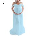 thumbnail image 3 of Sonducket Vestido de fotografía de maternidad fuera del hombro vestido de gasa frente Maxi embarazo vestidos largos mujeres Photoshoot Prop Vestidos Azul claro METRO Sonducket AP019290-18, 3 of 6