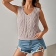 thumbnail image 2 of JIAYUE Women's Tank Tops Solid Color Sleeveless Stylish V Neck Knit Hollow Design Suitable For Everyday Wear Casual Summer Fashion Pair With Jeans Easy Care Cozy Female Camisole, 2 of 5