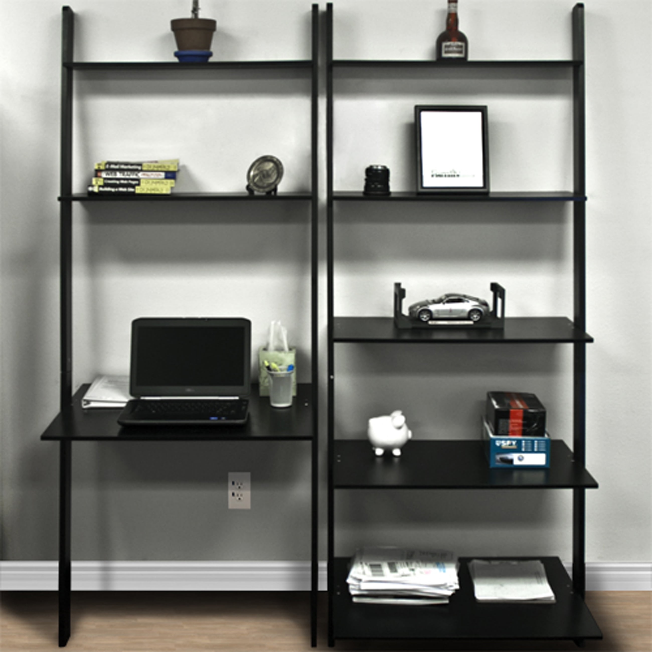 Best Choice Products 7 Shelf Leaning Bookcase And Computer Desk