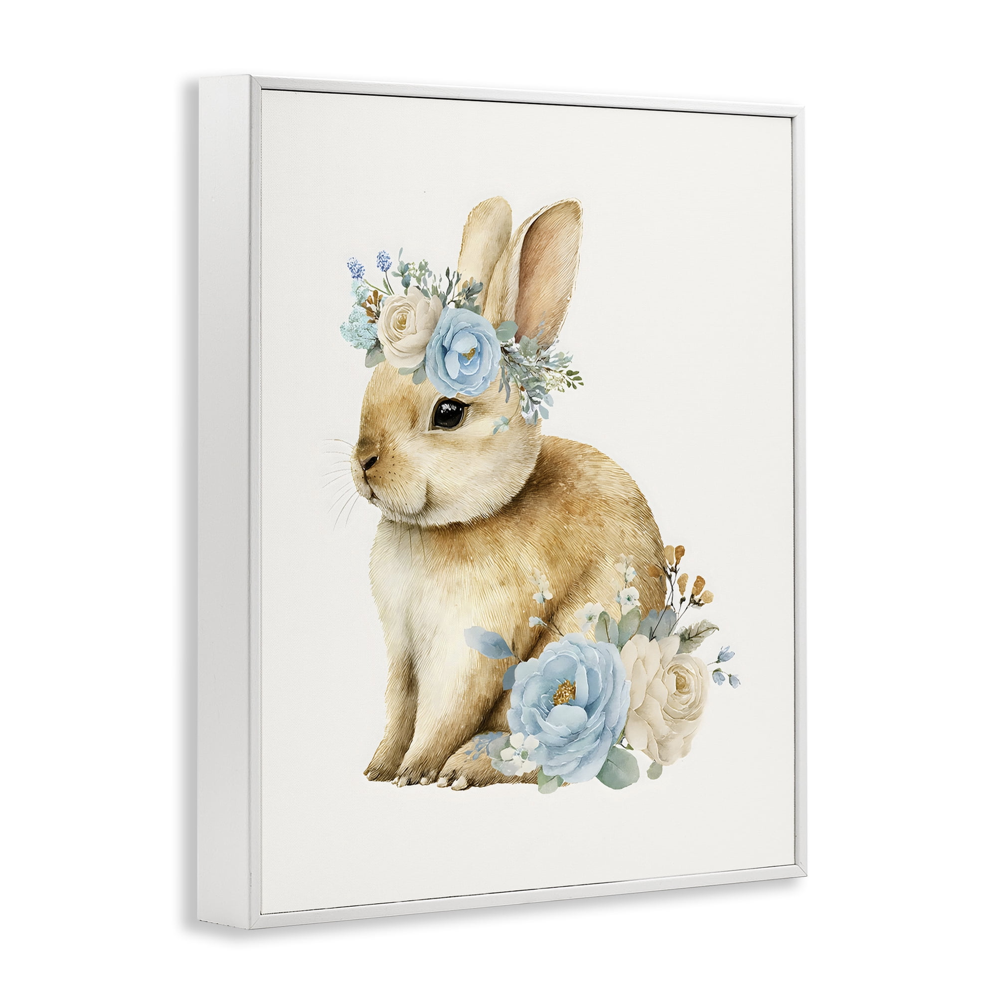 Stupell Industries Watercolor Nursery Bunny White Framed Giclee Art, design by LSR Design Studio