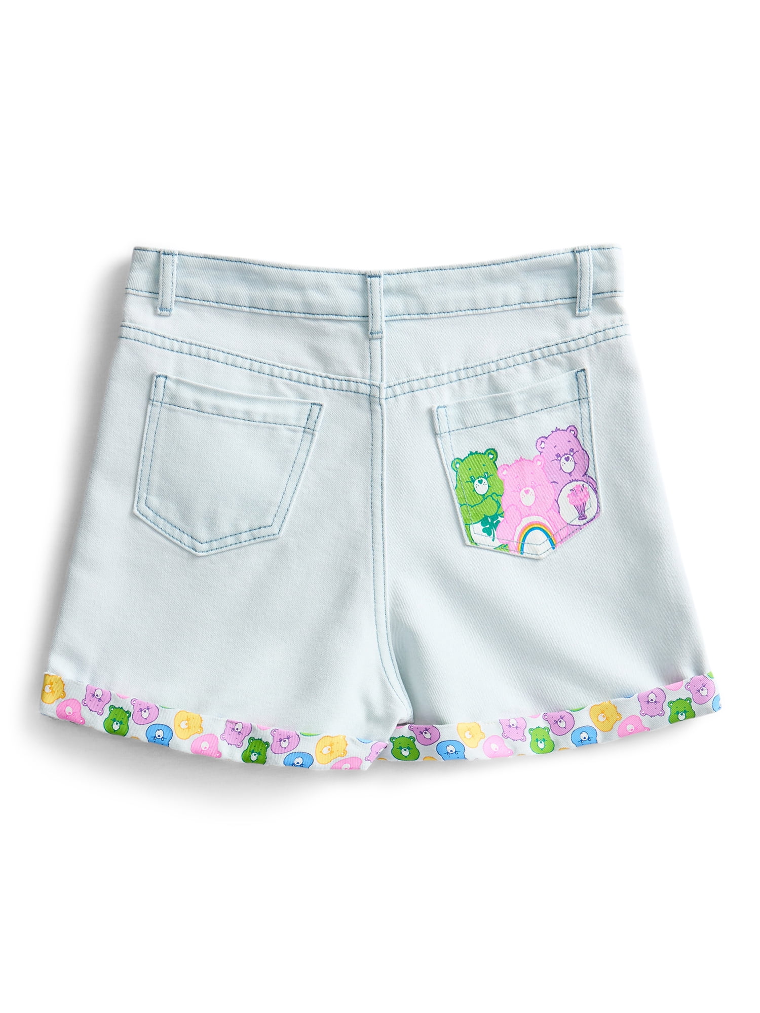 Care Bears Girls Graphic Print Cuff Denim Shorts, Sizes 4-16