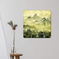 thumbnail image 3 of 14 Inch Wall Clock Battery Operated Square Clock for Office, Kitchen, Outdoor, Living Room,Landscape Nature Scene In Green Tones with Mountains and Trees Adorable, 3 of 4