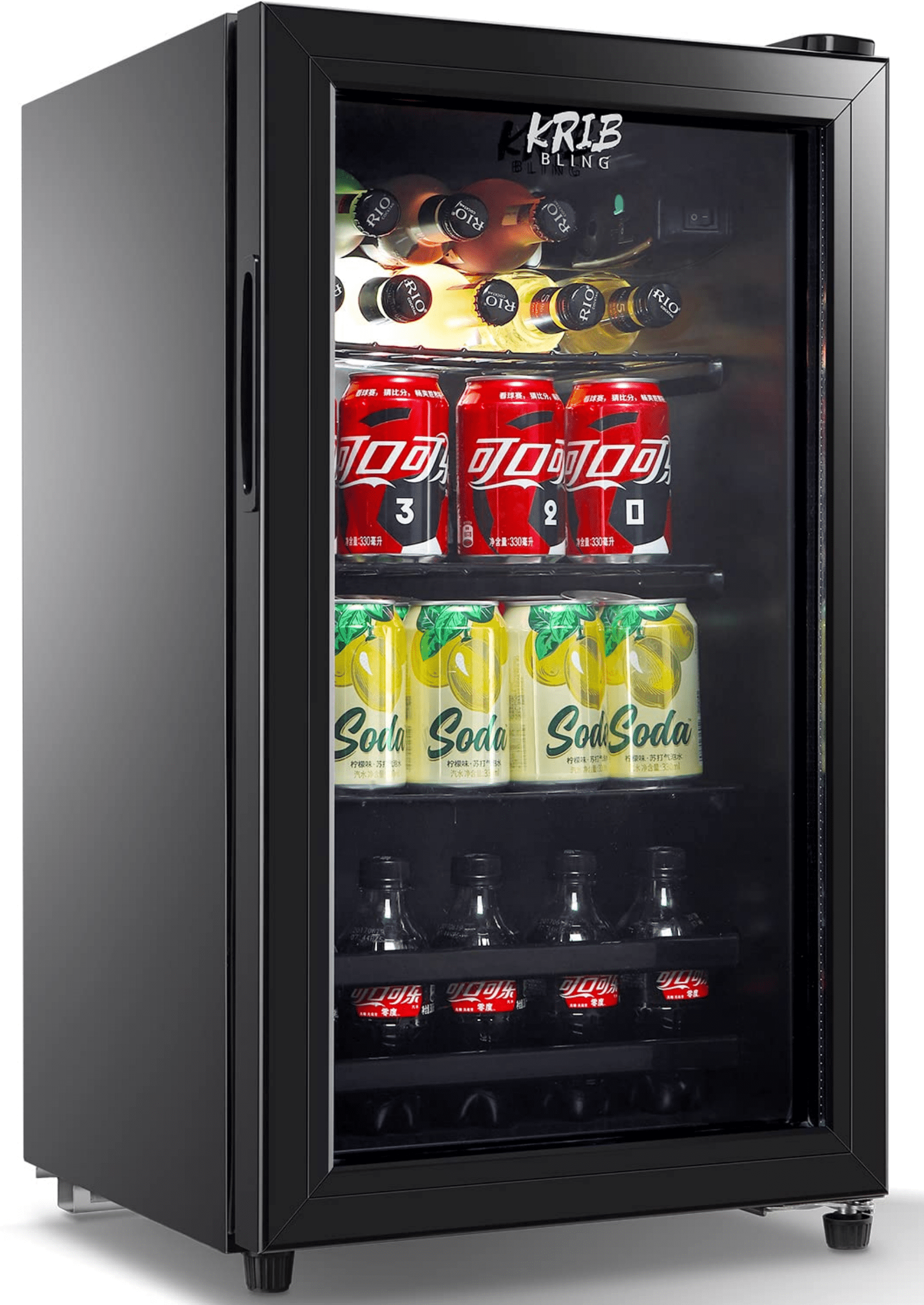 KRIB BLING Beverage Refrigerator and Cooler, 120 Can Mini Fridge with