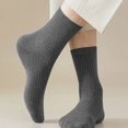 thumbnail image 3 of Babcutegg Mens Crew Socks 5 Pairs Cotton Comfy Breathable Knit Fall Winter Mid Calf Socks Dark Gray Size Free Size, 3 of 5