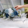 thumbnail image 2 of Roses Artificial Flowers 25pcs Realistic Dusty Blue Fake Roses W/Stem for DIY Blue, 2 of 6