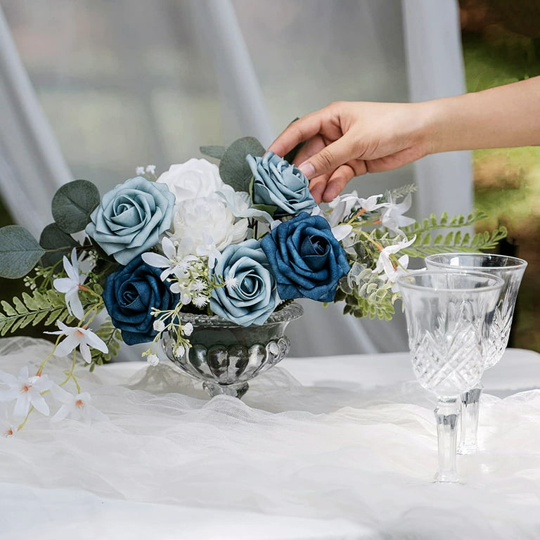 DUSTY BLUE Rose Stem | Artificial Flowers | Fake Roses | Silk Roses | Faux  Flowers | Flowers in Bulk (1 stem)