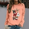 thumbnail image 2 of Fiaer Christmas Sweatshirts for Women Santa Reindeer Snowman Crew Neck Tops Long Sleeve Funny Graphic Tops Rose Gold L, 2 of 4