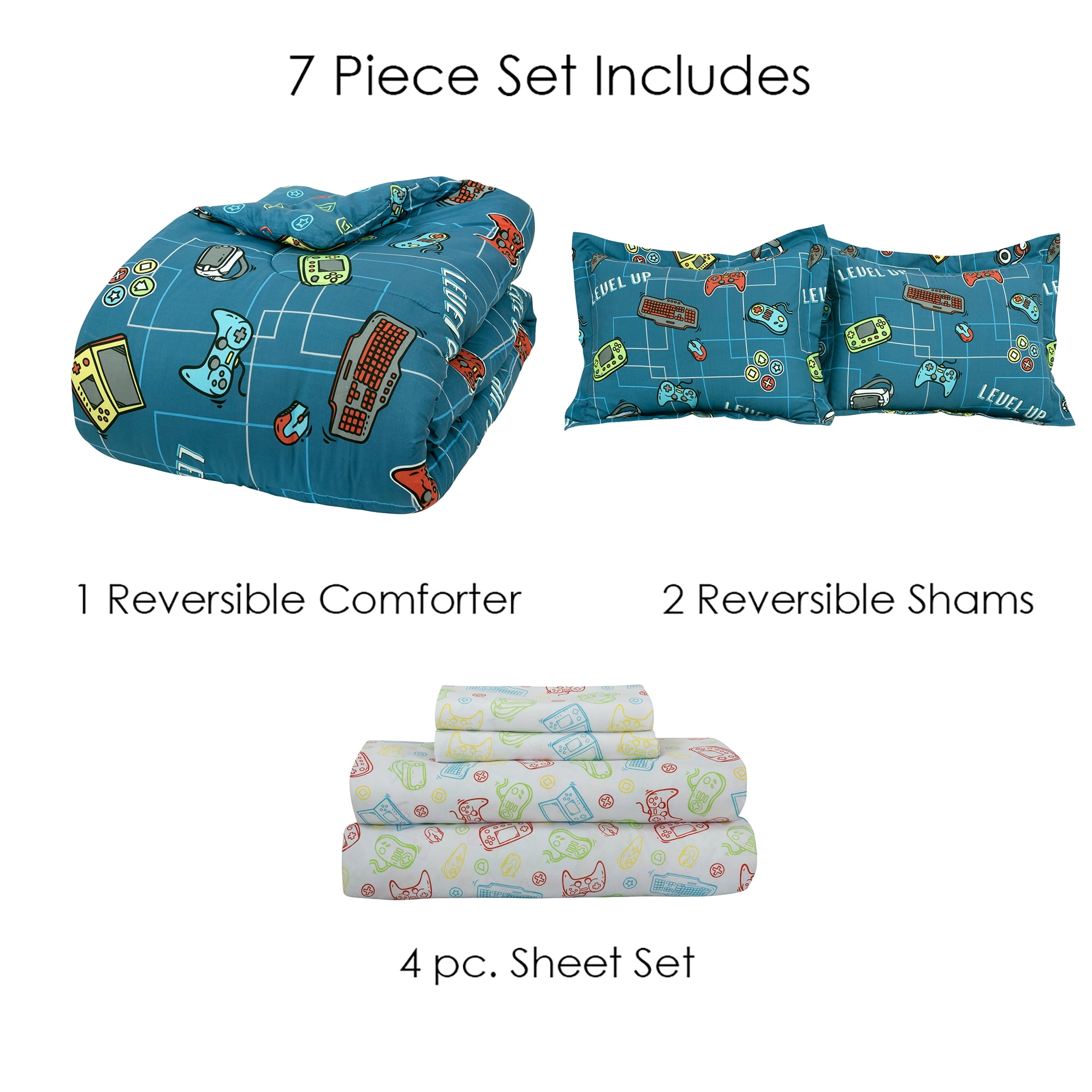 Kidz Mix Level Up Glow-in-the-Dark Bed in a Bag, Full