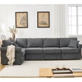 thumbnail image 4 of L Shaped Sectional , 5 Comfortable Couch With Foam Filling, Dark Gray Upholstery For Home Comfy Couch, 5 Seat Modular Pocket Spring, Decor, 4 of 6