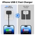 thumbnail image 4 of iPhone Charger, 25W PD White Fast Charger Block with 6ft Fast Charging Cables Compatible with iPhone 14/13/12/11-Black, 4 of 7