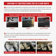 Ikon Motorsports 3D TPE Floor Mats Compatible with 2019-2026 Subaru Ascent 7 Seats Bucket Seat, All Weather Waterproof Heavy Duty Floor Liners Carpets Black 4PCS Set