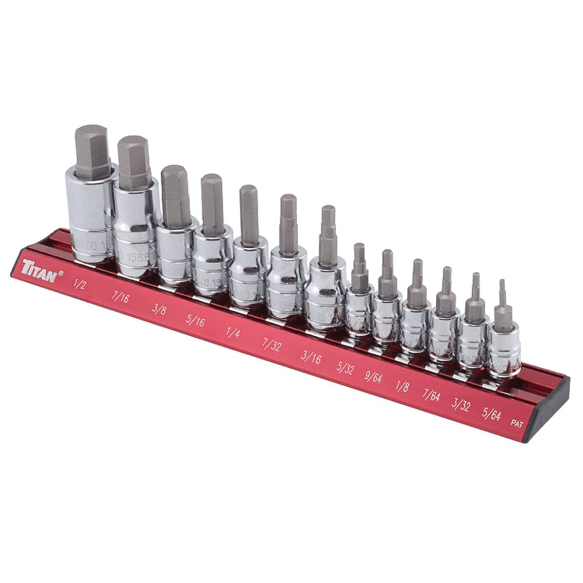 Titan 16123 13-Piece Fractional SAE Hex Bit Socket Set