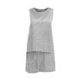 thumbnail image 7 of Shirts for Women Sleeveless Tank Top With Matching Shorts Set Cotton Striped Sweatsuit Polyester Cotton Blend Beach Vacation Casual Outfit L Size Spring Summer Womens Tops, 7 of 7