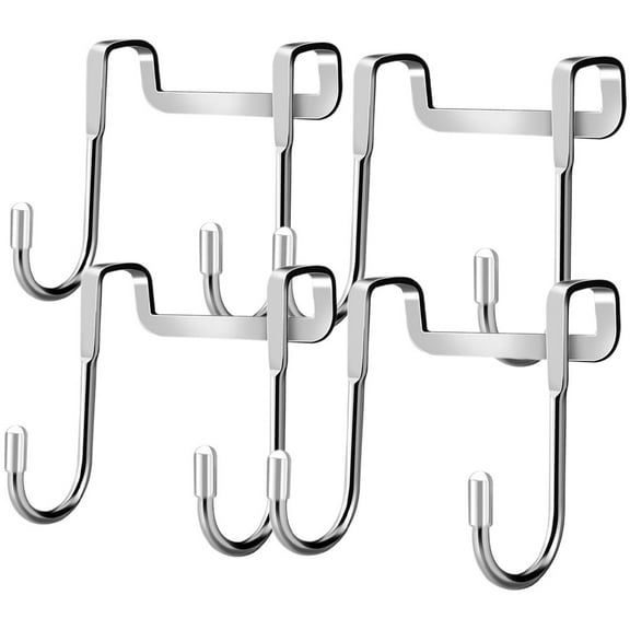 OFFIGAM 4Pcs Over The Door Hooks Punch Free Stainless Steel Hat and Towel Organizer for Doors