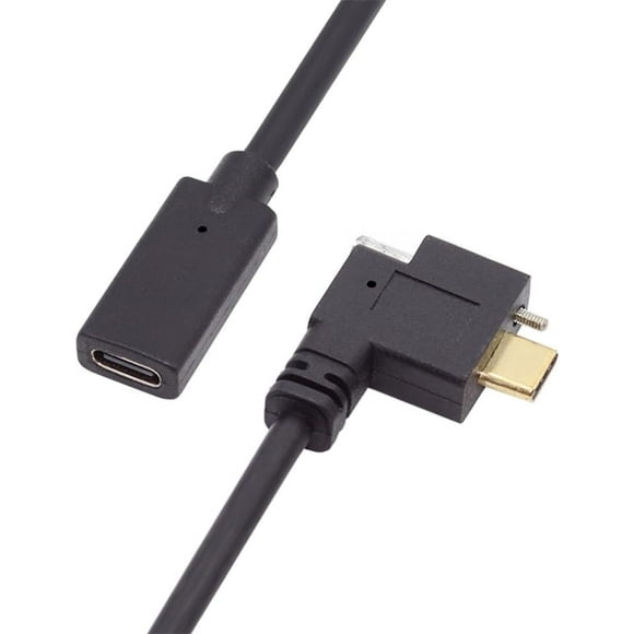 shiyou-Right Angled 10Gbps USB 3.1 USB-C Type C Extension Data Screw Locking Cable Male to Female for Realsense Camera VR Quest Link
