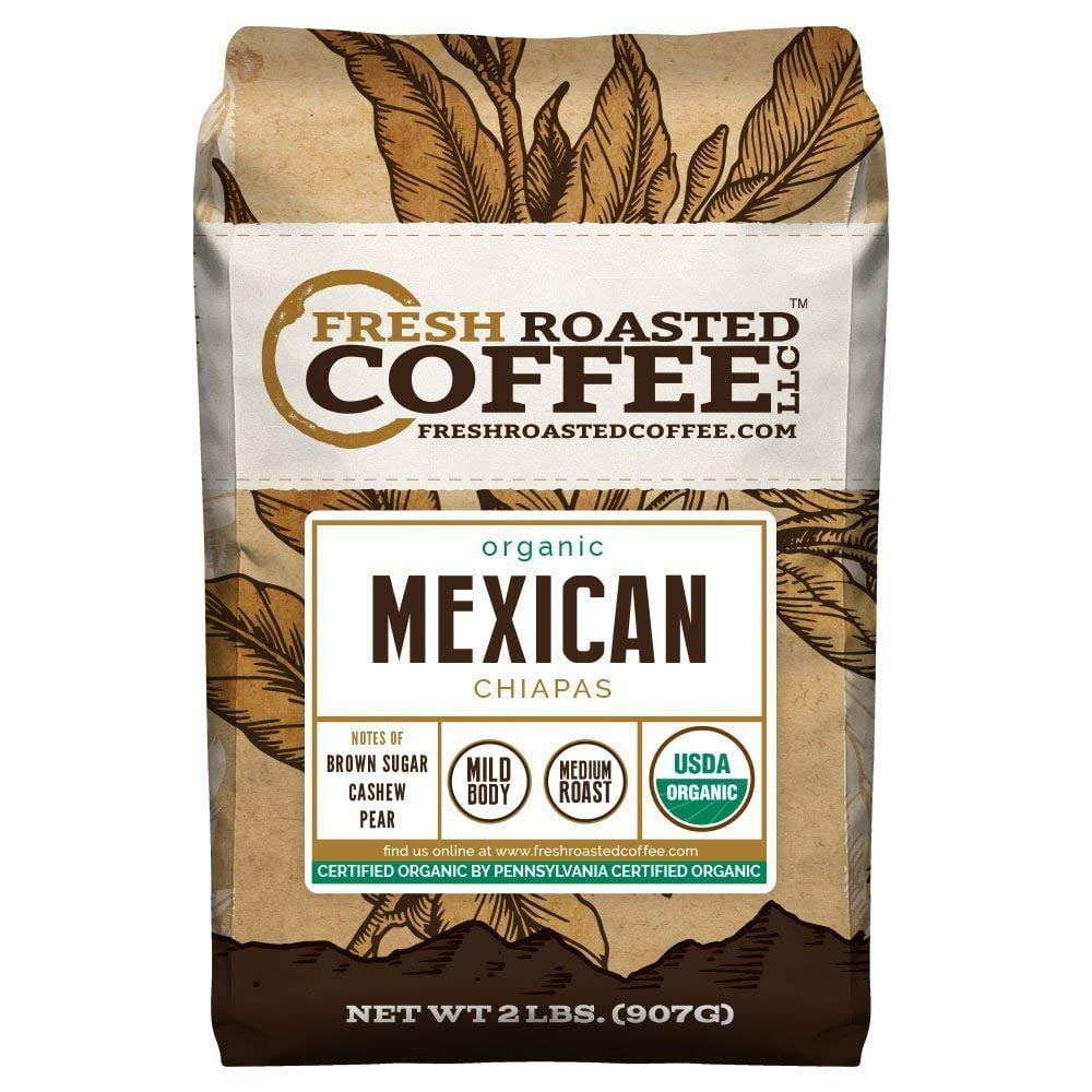 Fresh Roasted Coffee LLC, Organic Mexican Chiapas Coffee, Whole Bean, 2
