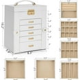 thumbnail image 2 of 6-Tier Jewelry Box Lockable Leather Jewelry Storage Case with 5 Drawers for Women Girls Ring Necklace Earring Bracelet Holder Organizer with Mirror, 2 of 15