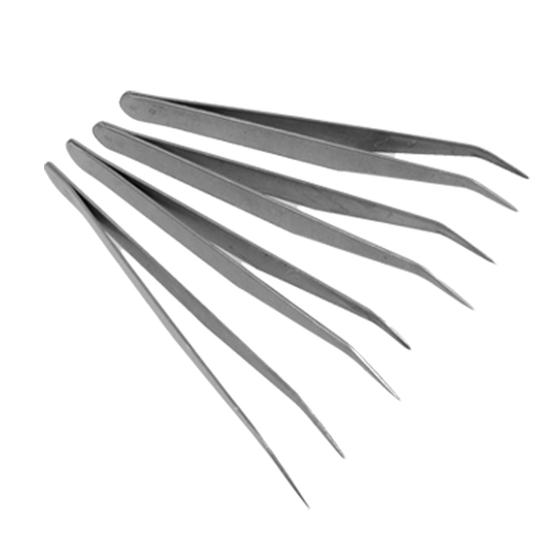 Unique Bargains 4 Pcs 12.5cm Bent Pointed Craft Tweezers Repair Tool
