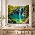 thumbnail image 5 of Cascading Waterfalls Into Crystal Pool Landscape With Emerald Forest, Serene Watercolor for Nature Lovers, Forest Wall Art, Housewarming Gift Tapestry Wall Hanging for Bedroom and Living Room, 5 of 7