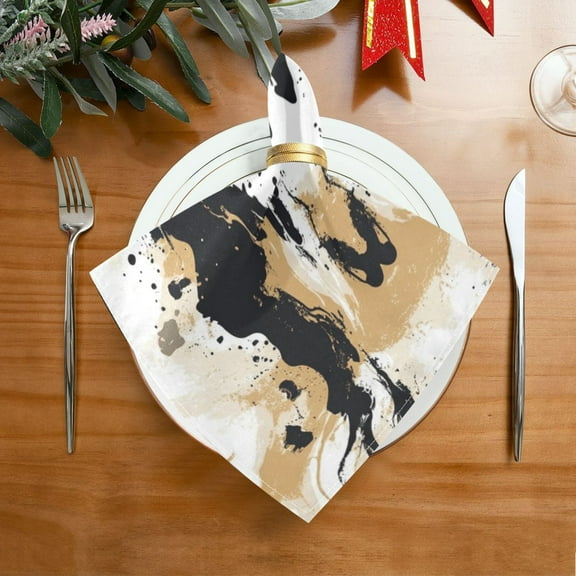 1 Pack 20'' x20" Satin Table Napkins Dinner Napkins for wedding Party Decoration events Brown and Black Pattern